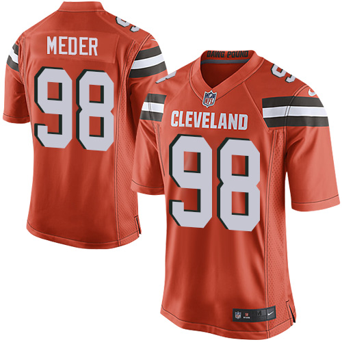 Men's Game Jamie Meder Nike Jersey Orange Alternate - #98 NFL Cleveland Browns